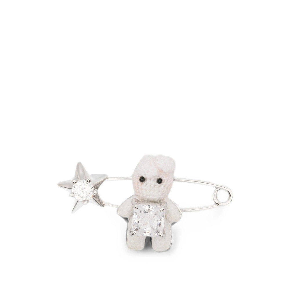 Yvmin Crystal-embellished Crochet Brooch