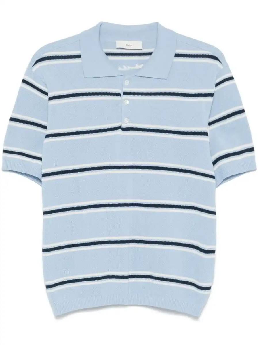 striped knit polo shirt