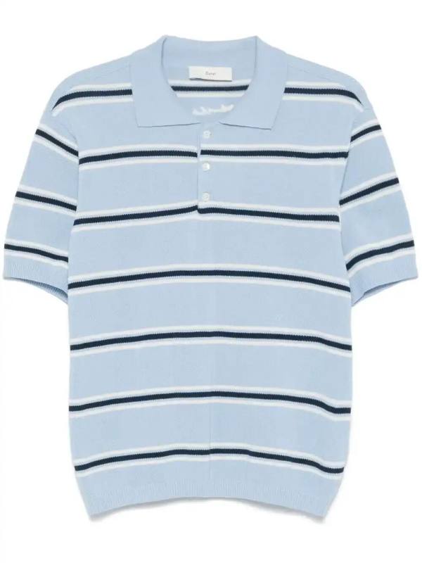 striped knit polo shirt