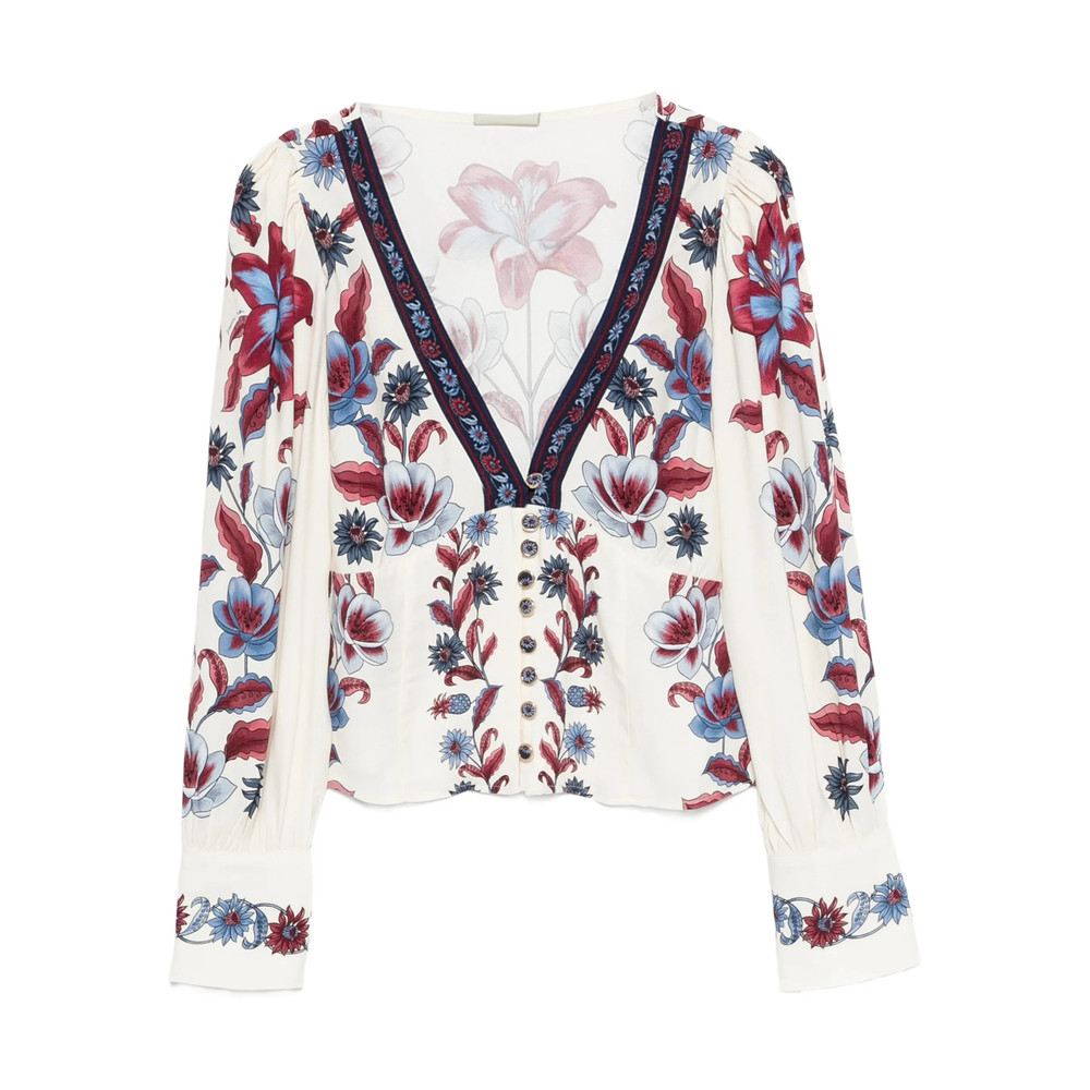 Farm Rio Floral-print V-neck Blouse
