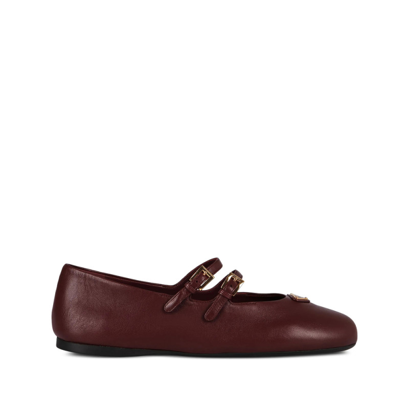Prada Double-buckle Leather Ballet Flats