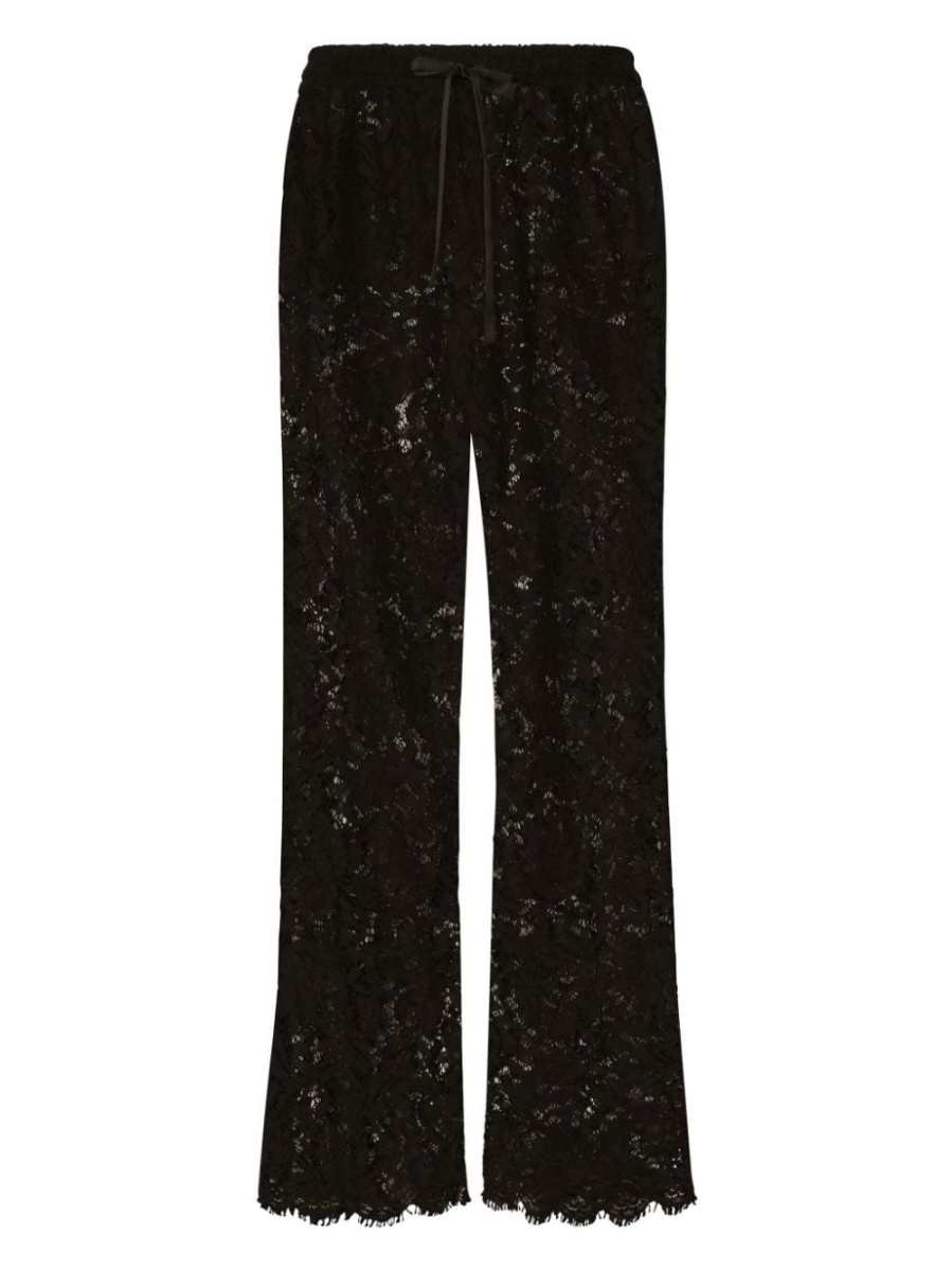 lace-panelling semi-sheer trousers