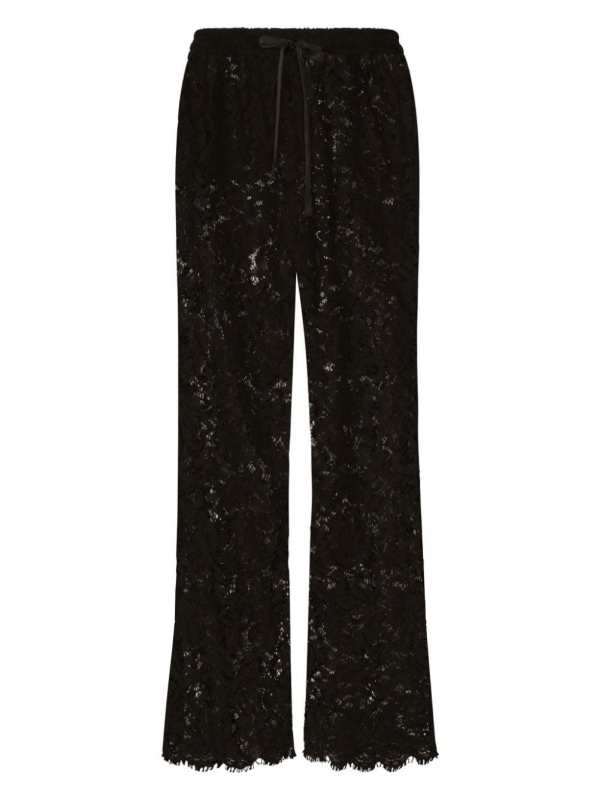 lace-panelling semi-sheer trousers