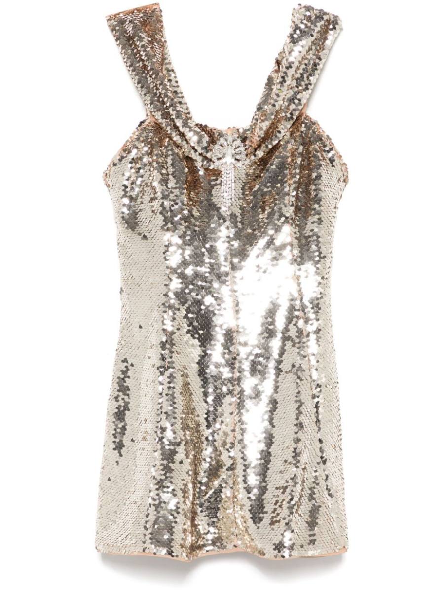 sequin off-shoulder mini dress