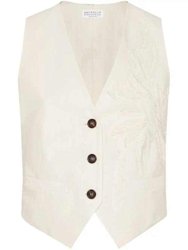 Flora-appliqué waistcoat