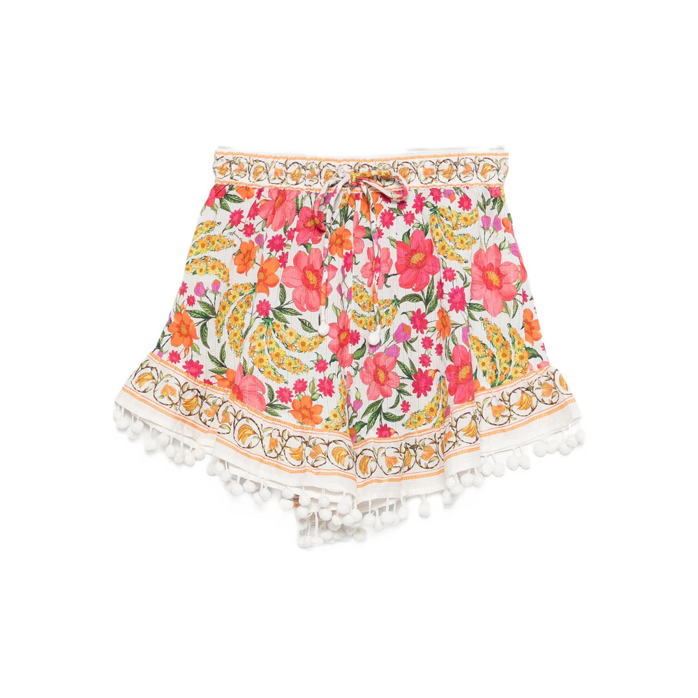 Farm Rio Floral-print Pom-pom Shorts