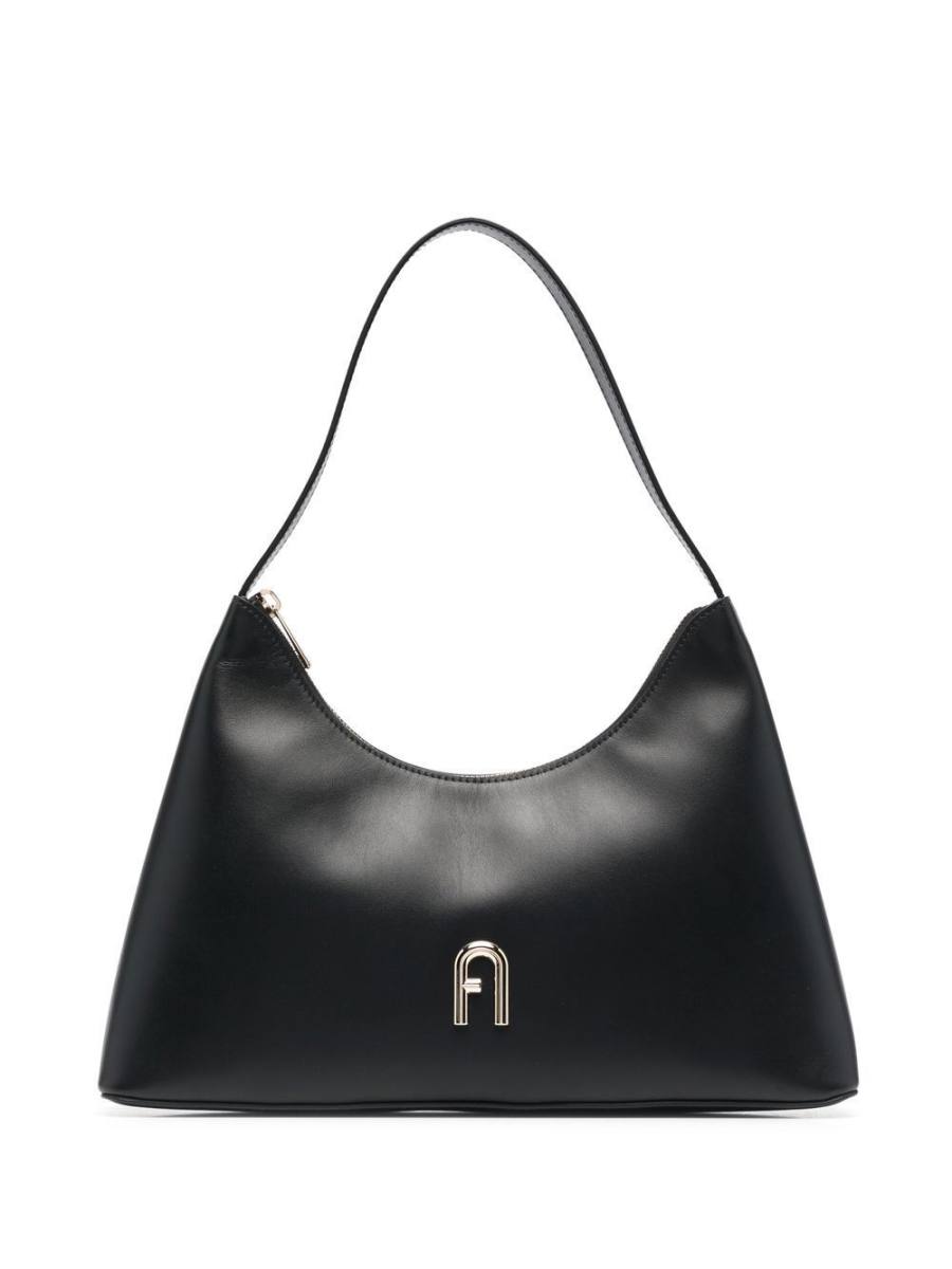 logo-plaque leather shoulder bag