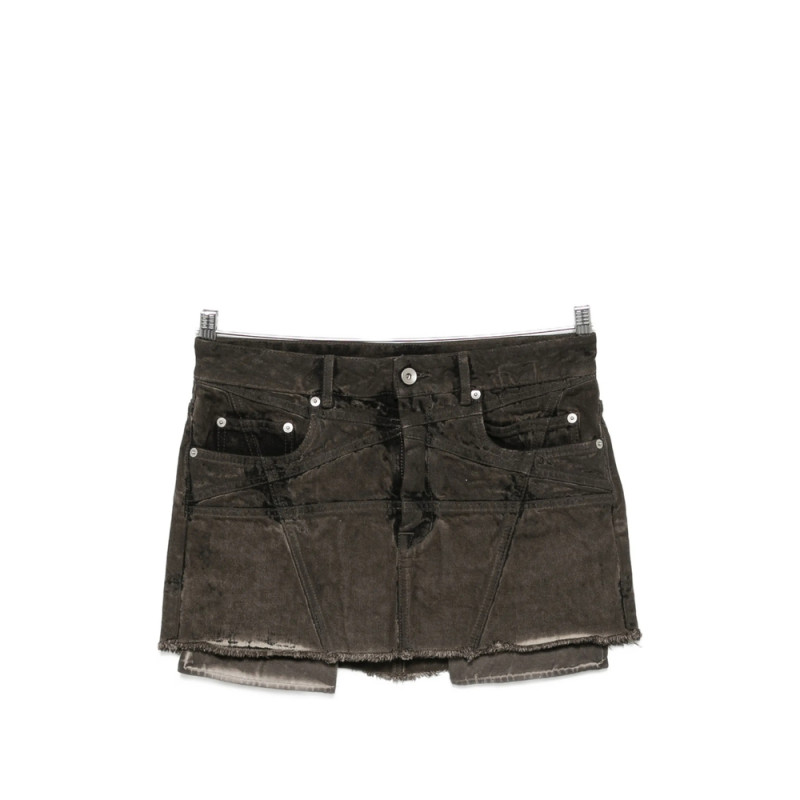 Rick Owens Drkshdw Faded Frayed-hem Mini Skirt