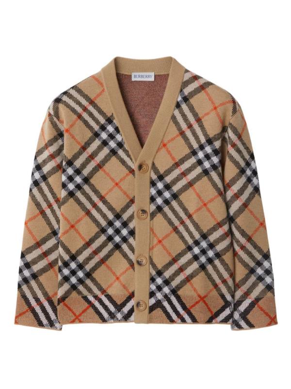 check wool cardigan
