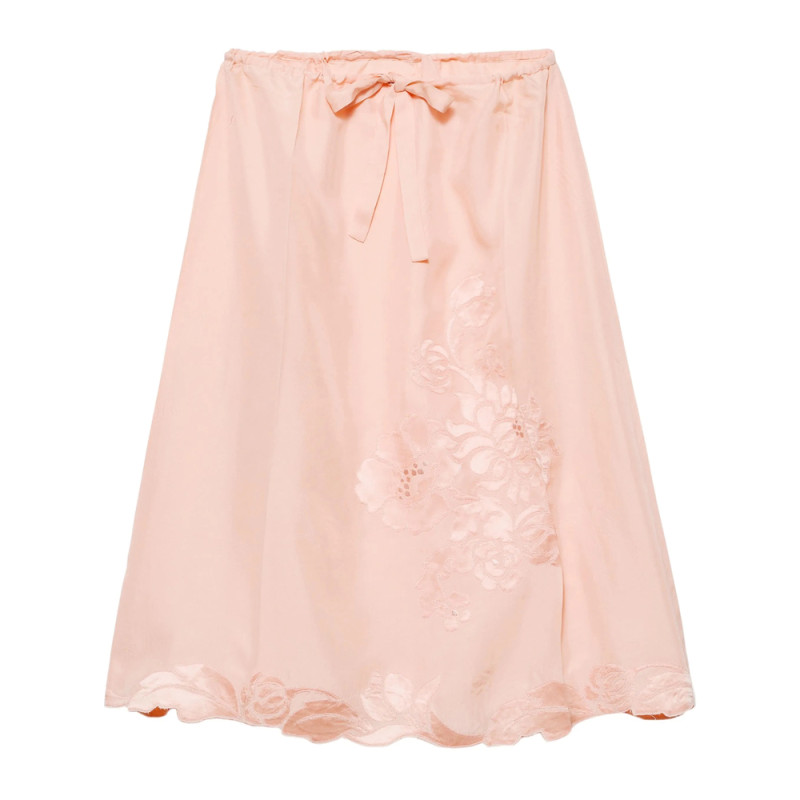 Prada Embroidered Silk Skirt