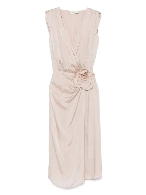 twill-weave midi dress