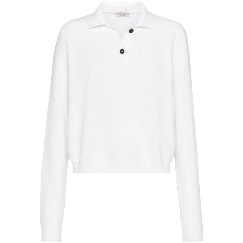 Brunello Cucinelli Ribbed-knit Polo-collar Jumper