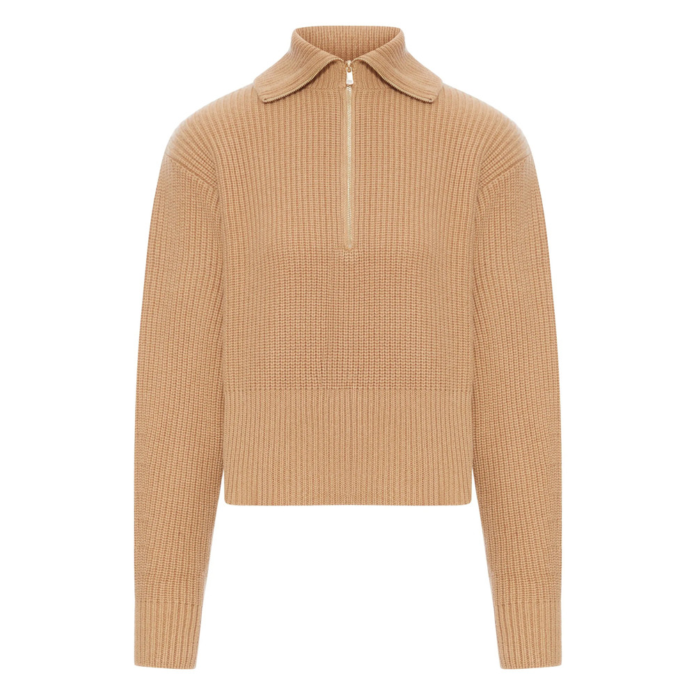 Max Mara Ribbed Zip-neck Sweater