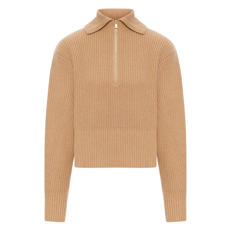 Max Mara Ribbed Zip-neck Sweater