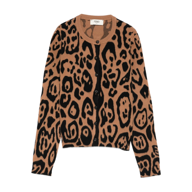 Fendi Buttoned Animal-print Cardigan