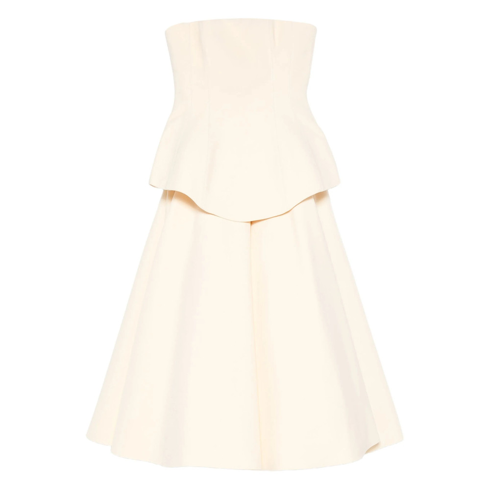 Solace London Ada Strapless Peplum Midi Dress