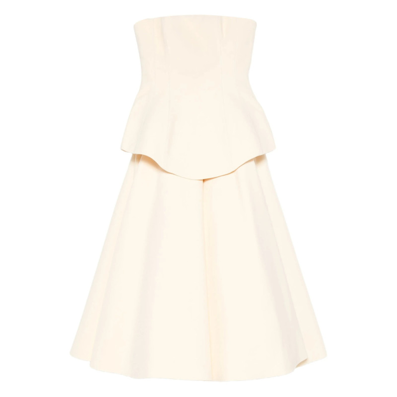 Solace London Ada Strapless Peplum Midi Dress