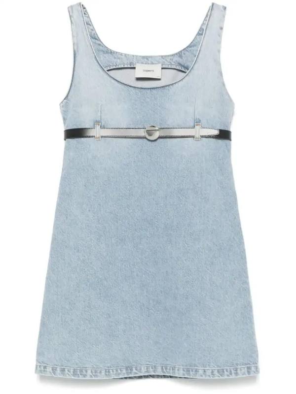 belted denim mini dress