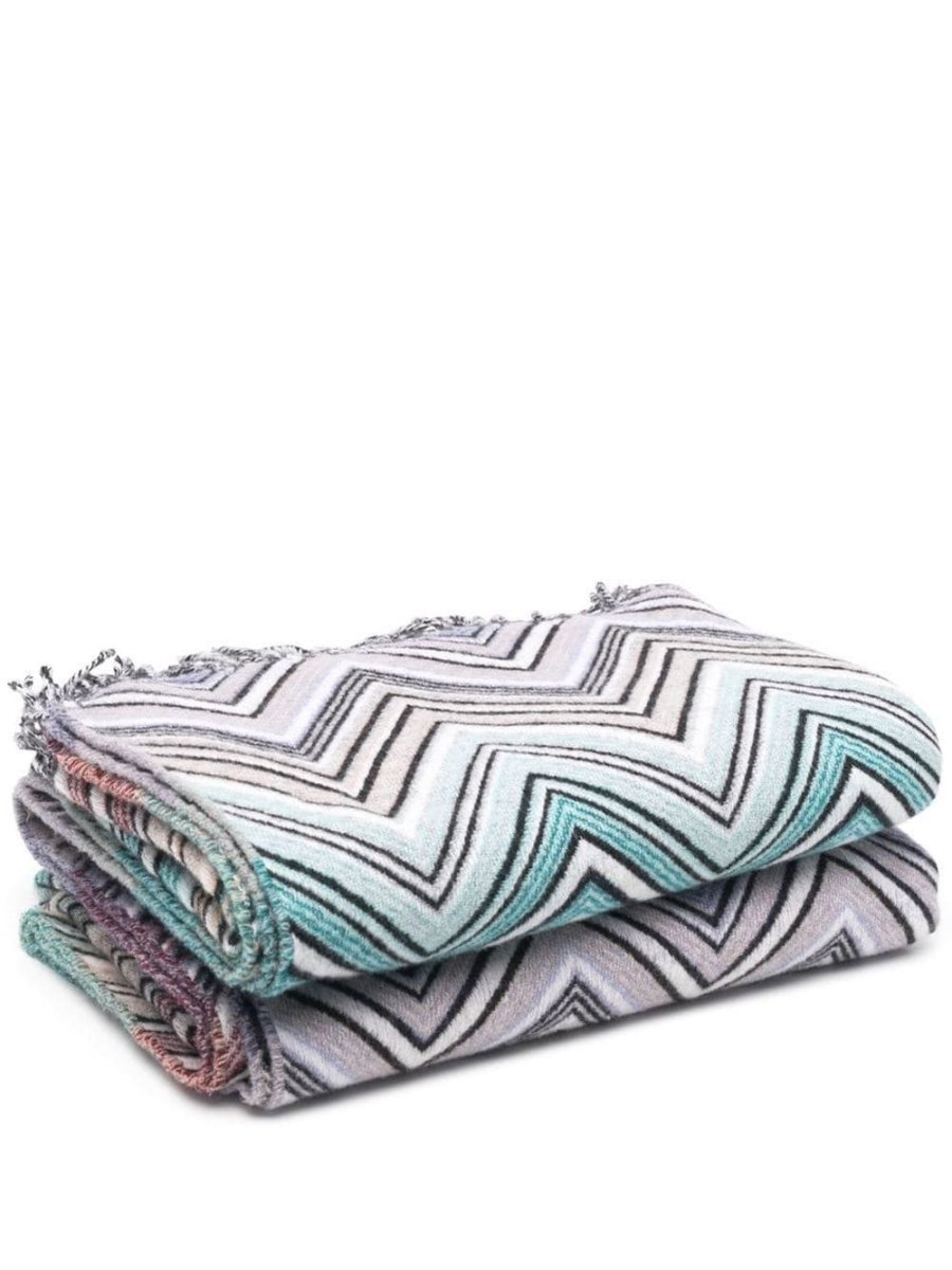 zigzag fringed cashmere-wool throw