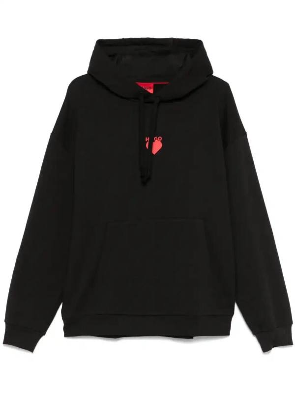 heart-print cotton hoodie