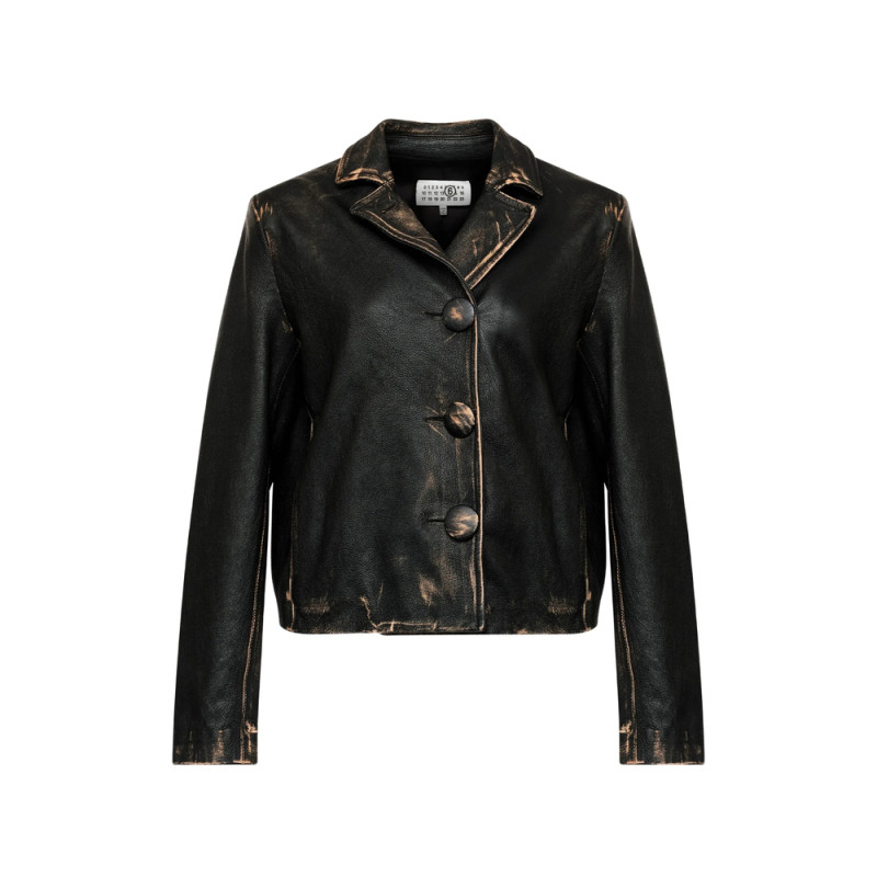 Mm6 Maison Margiela Buttoned Leather Jacket