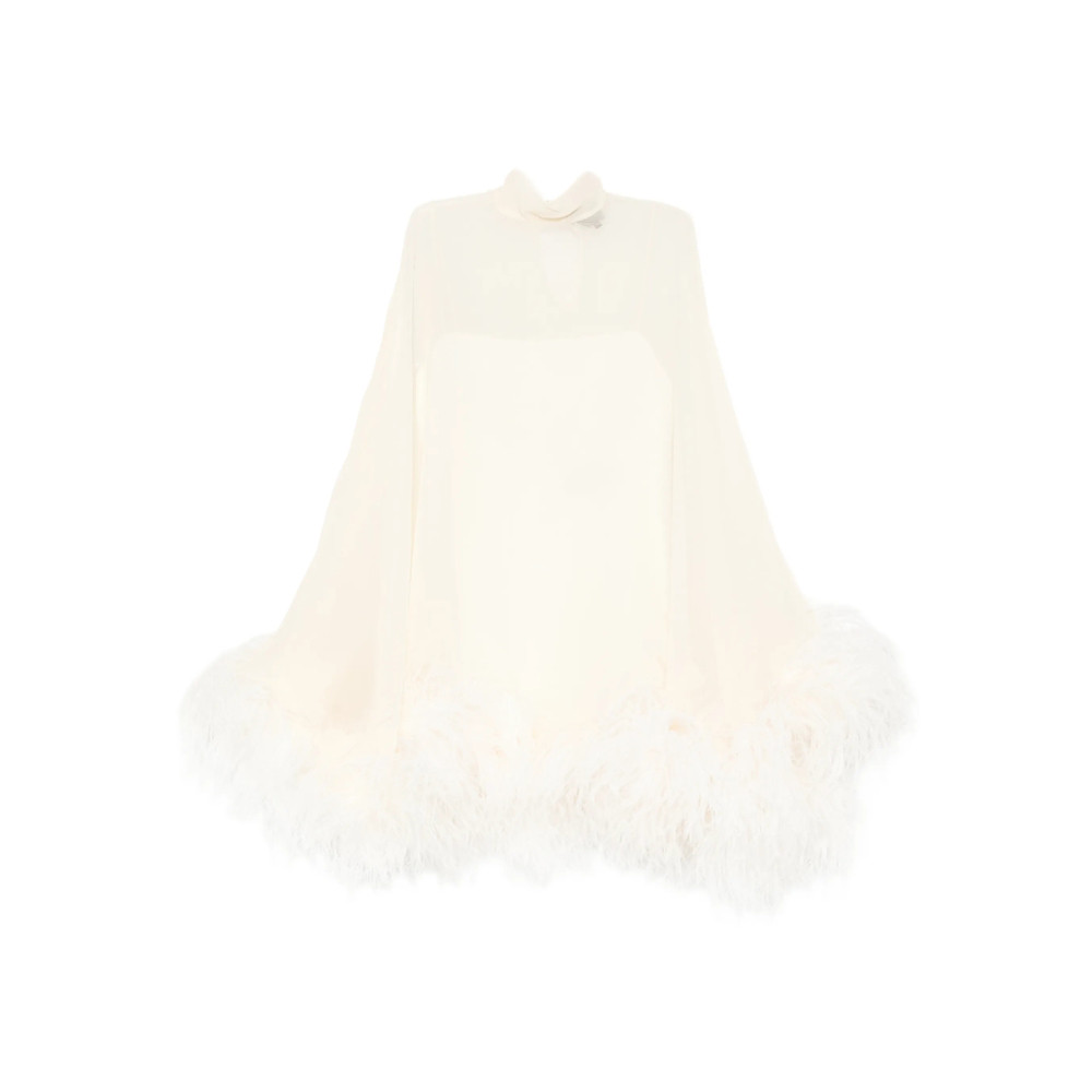 Taller Marmo Feather-detail High-neck Mini Dress