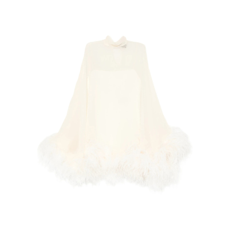 Taller Marmo Feather-detail High-neck Mini Dress