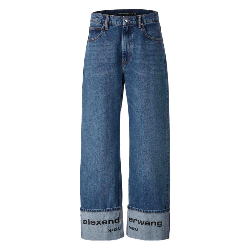 Alexander Wang Cuffed Logo-detail Jeans