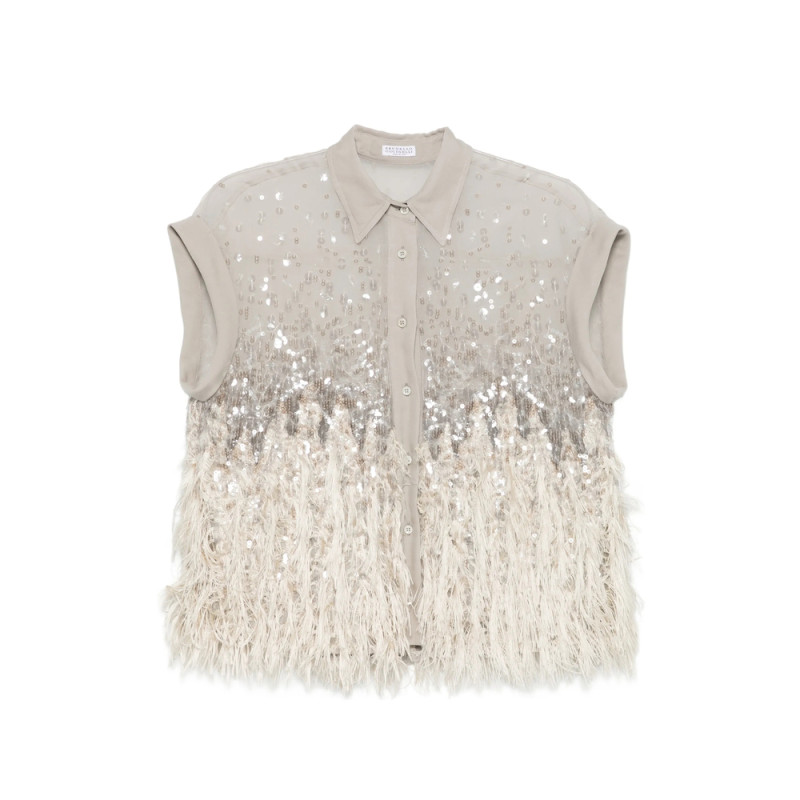 Brunello Cucinelli Sequin Fringed Shirt