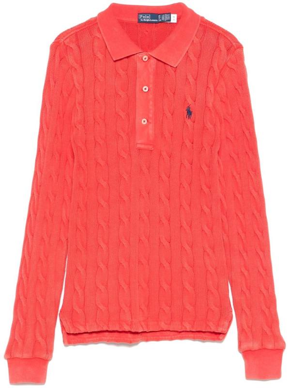 cable-knit polo top