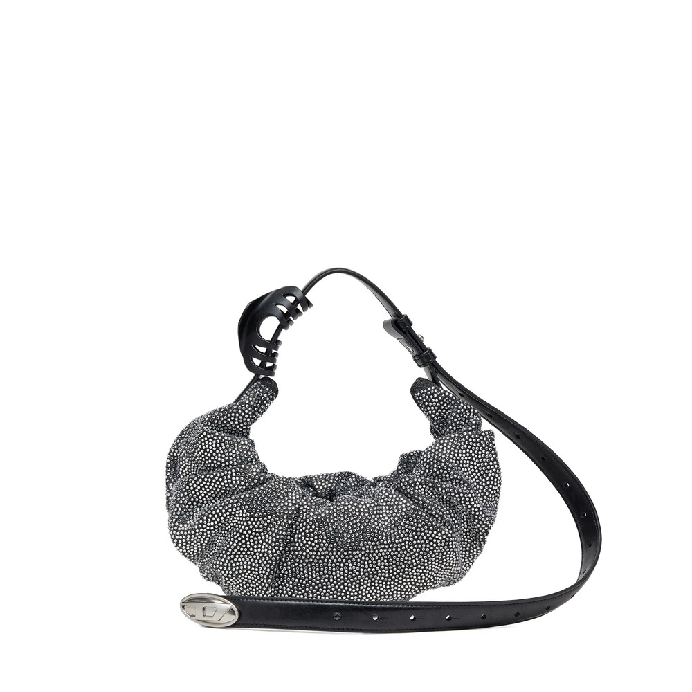 Diesel Small Grab-D Embellished Scrunched Shoulder Bag