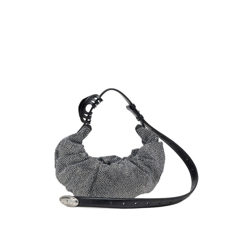 Diesel Small Grab-D Embellished Scrunched Shoulder Bag