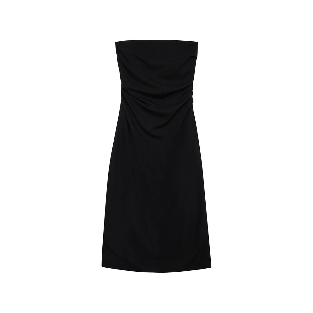 Anine Bing Tyla Strapless Gathered Midi Dress