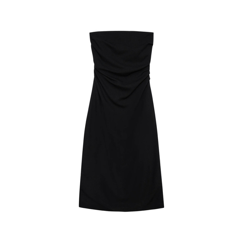 Anine Bing Tyla Strapless Gathered Midi Dress