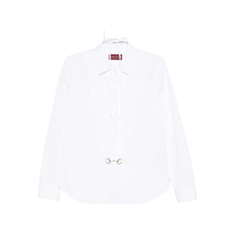 Gucci Horsebit Tie-neck Shirt