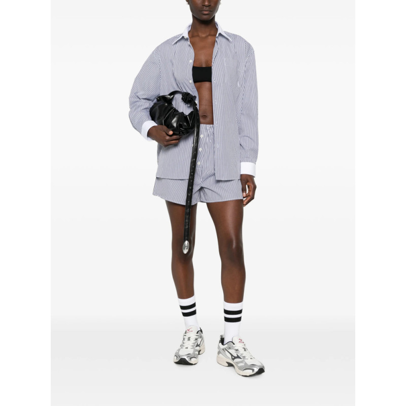 Sporty & Rich Striped Embroidered-logo Shorts