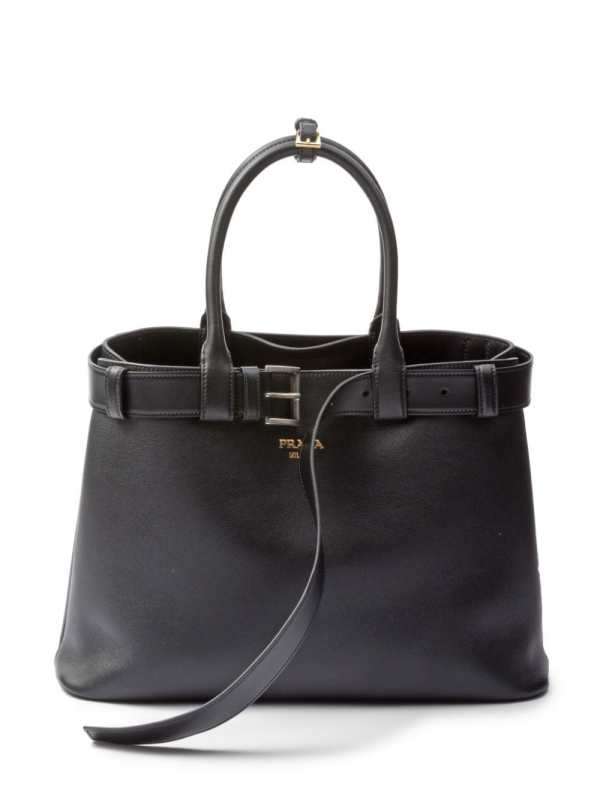 large belted leather handbag