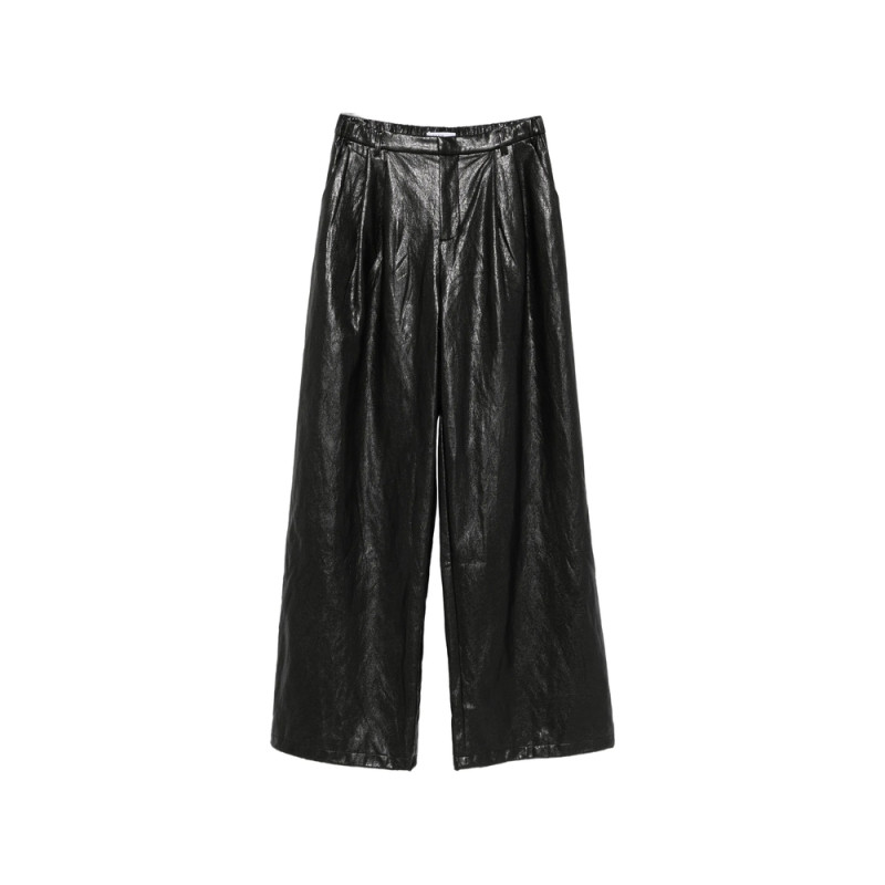 Eleh Pleated Leather Palazzo Pants
