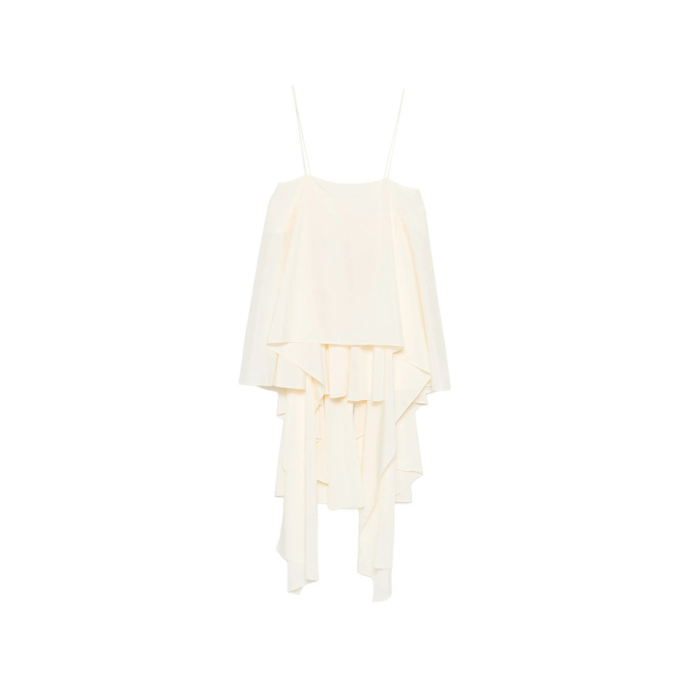 System Asymmetric-neck Ruffled Top