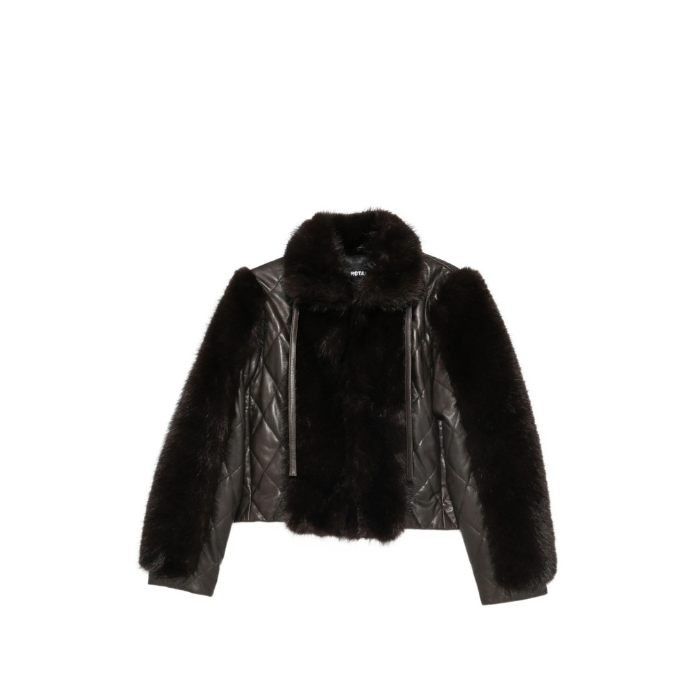 Rotate Faux Fur-trimmed Quilted Leather Jacket