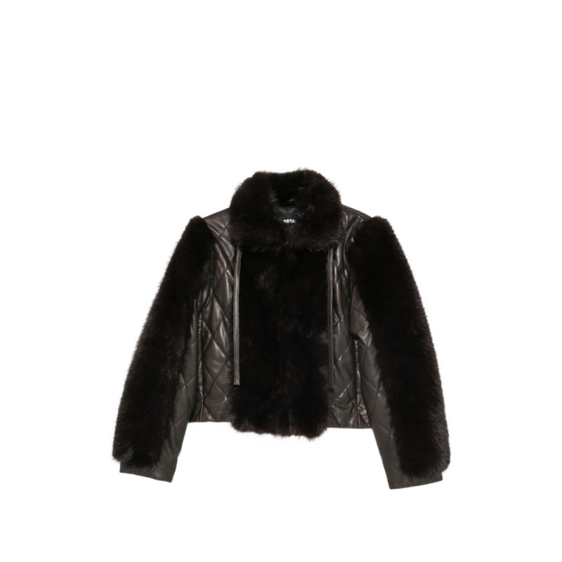 Rotate Faux Fur-trimmed Quilted Leather Jacket
