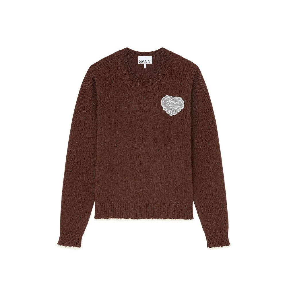 Ganni Logo-patch Crochet-trim Sweater