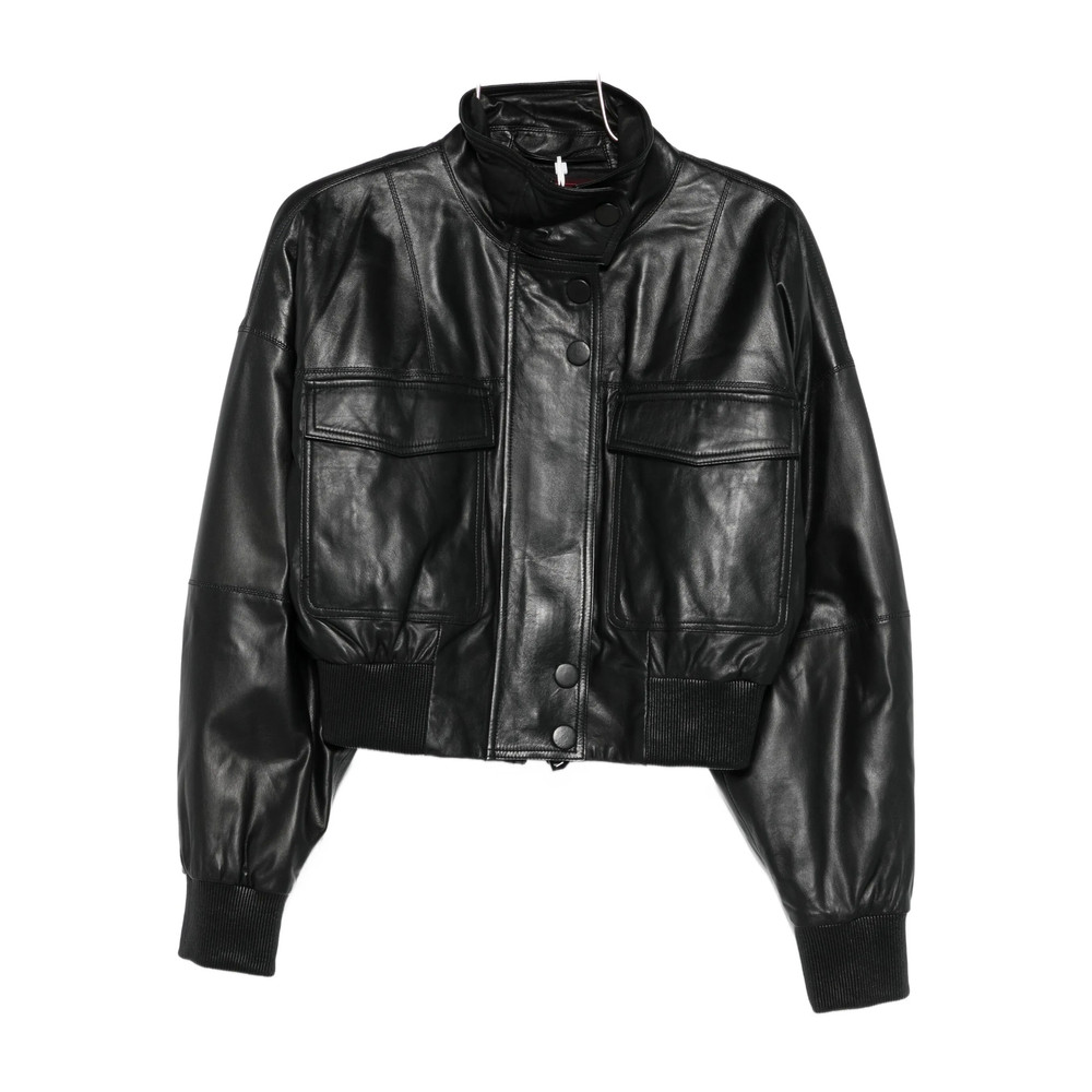 Stella Maxwell For Marella Leather Bomber Jacket