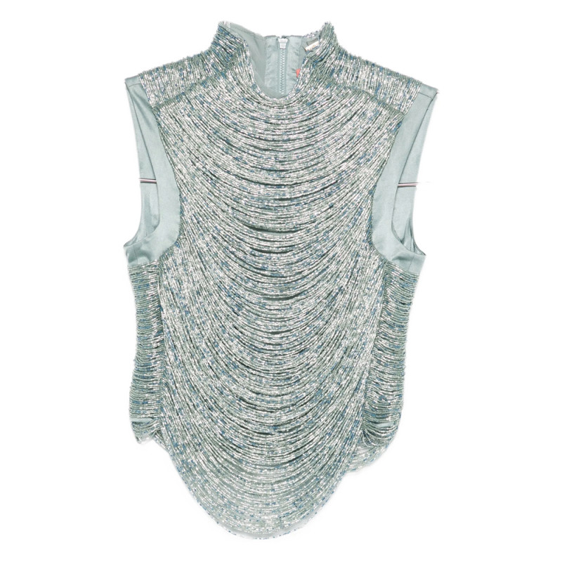 Cult Gaia Taraji Beaded High-neck Top