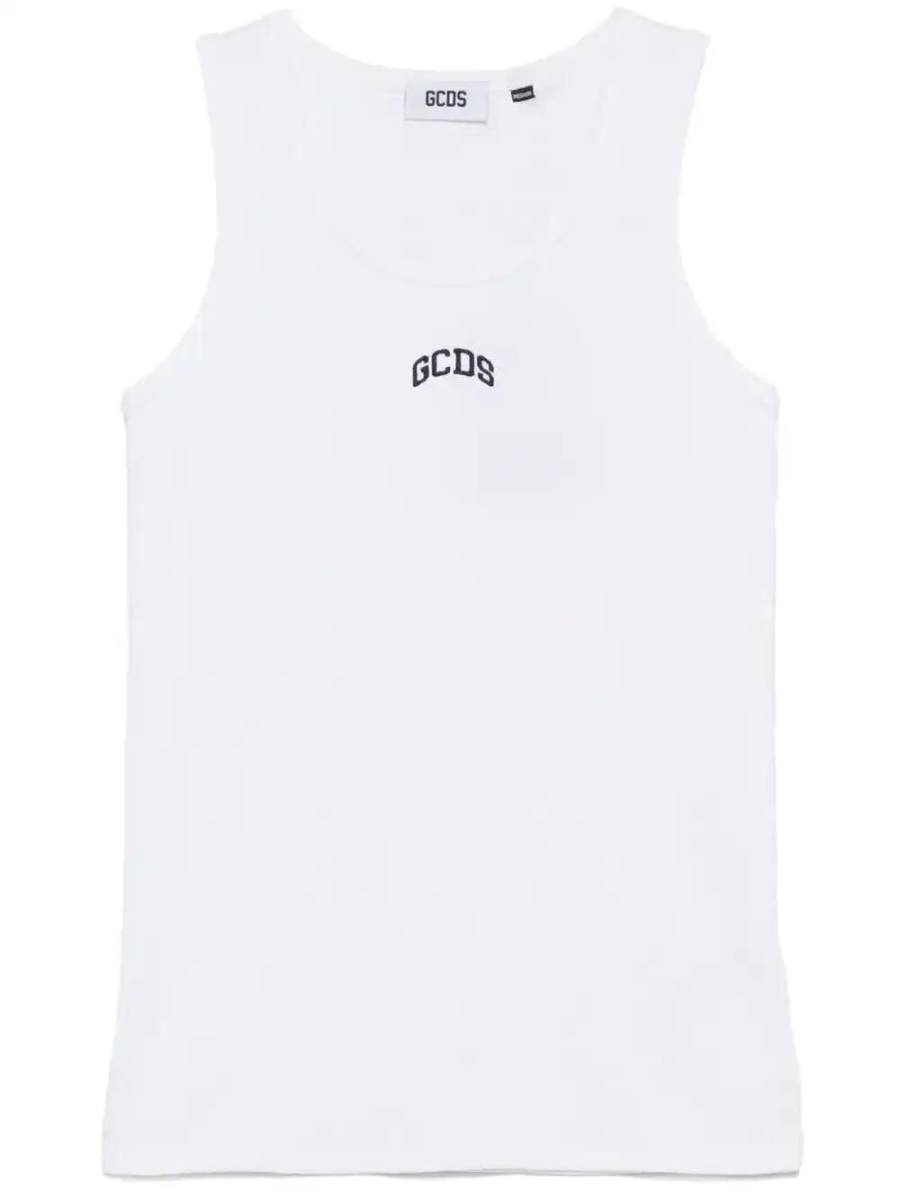 logo-embroidered tank top