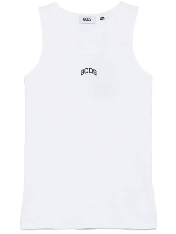 logo-embroidered tank top