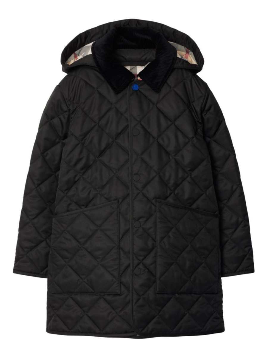 corduroy-collar quilted jacket
