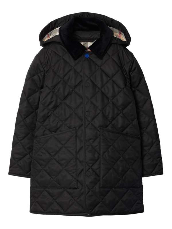 corduroy-collar quilted jacket