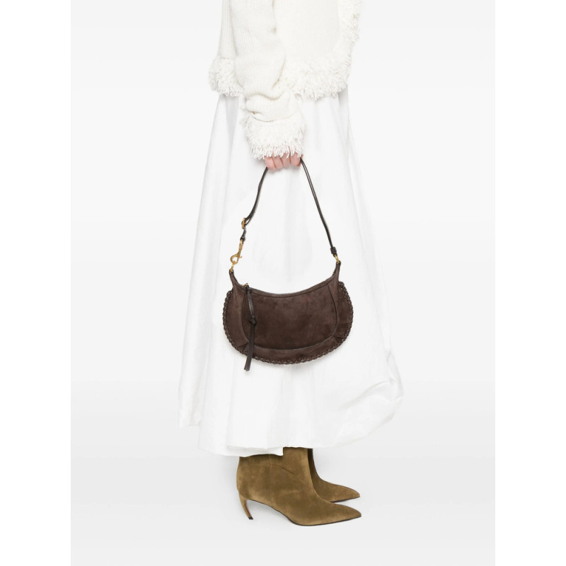Isabel Marant Oskan Topstitch Suede Shoulder Bag