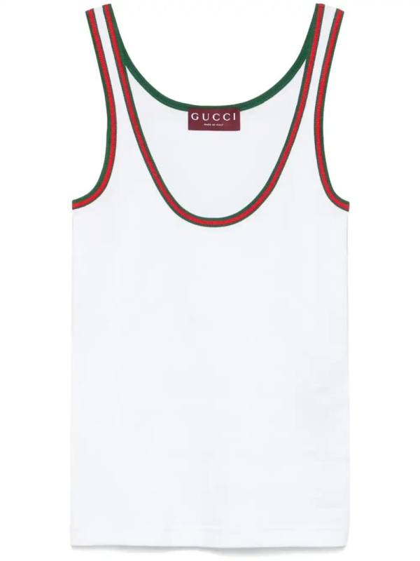 Web-Stripe ribbed tank top